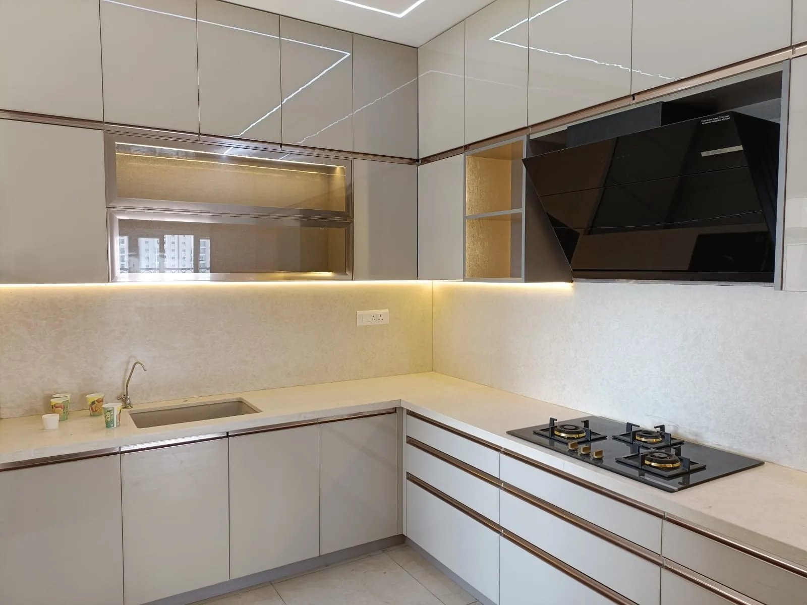 Kitchen with chimney and full-height shutters
